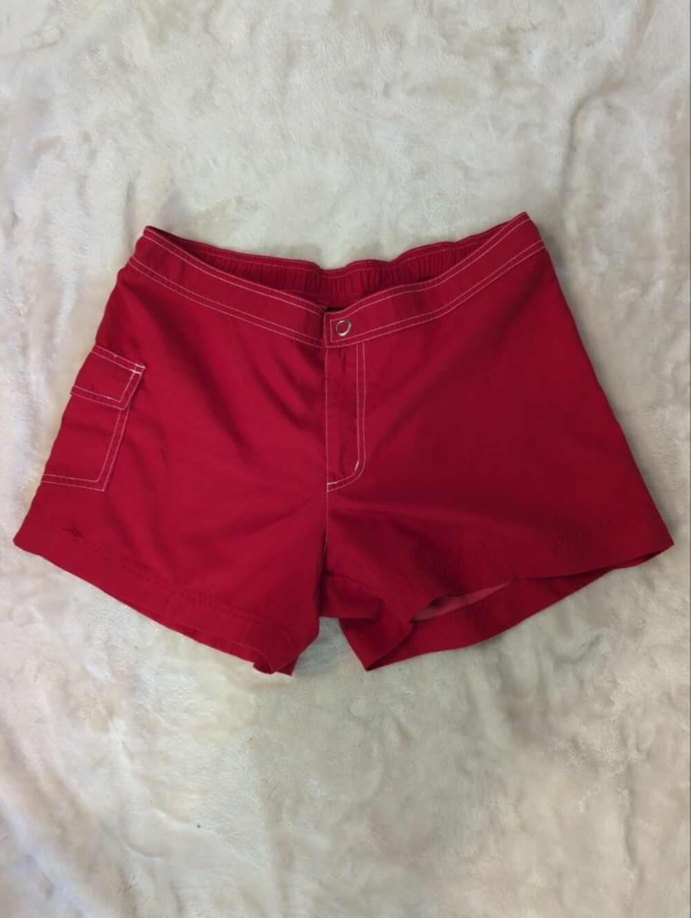 Catalina Red Board Shorts With Retro Y2K White Contrast Stitching Size L (12-14)
